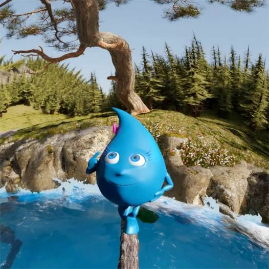 Kropelka na pniu drzewa mobilne planetarium Sfera Wiedzy Woda - Tajemnice H2O