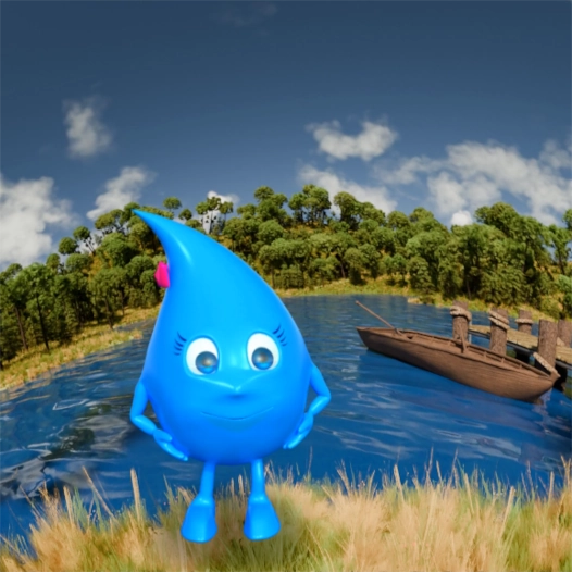 Kropelka na tle jeziora mobilne planetarium Sfera Wiedzy Woda - Tajemnice H2O